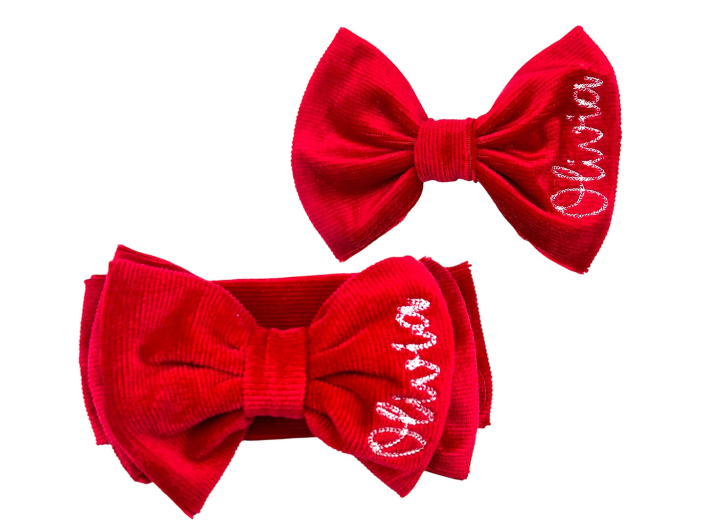 Personalized Christmas Bow and Onesie or T shirt Newborn infant toddler or adult girl name perfect for family matching and holiday pictures