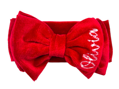 Personalized Christmas Bow and Onesie or T shirt Newborn infant toddler or adult girl name perfect for family matching and holiday pictures